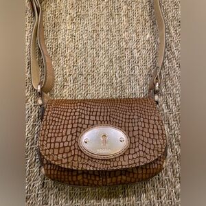 FOSSIL KEY-PER SNAKE EMBOSSED MINI SMALL CROSSBODY TEXTURED BAG PURSE